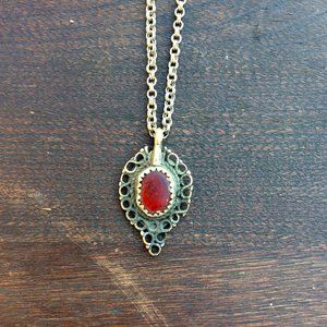 Kuchi Necklace with Red Glass Stone